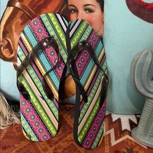 Vibrant Floral Striped Sandals